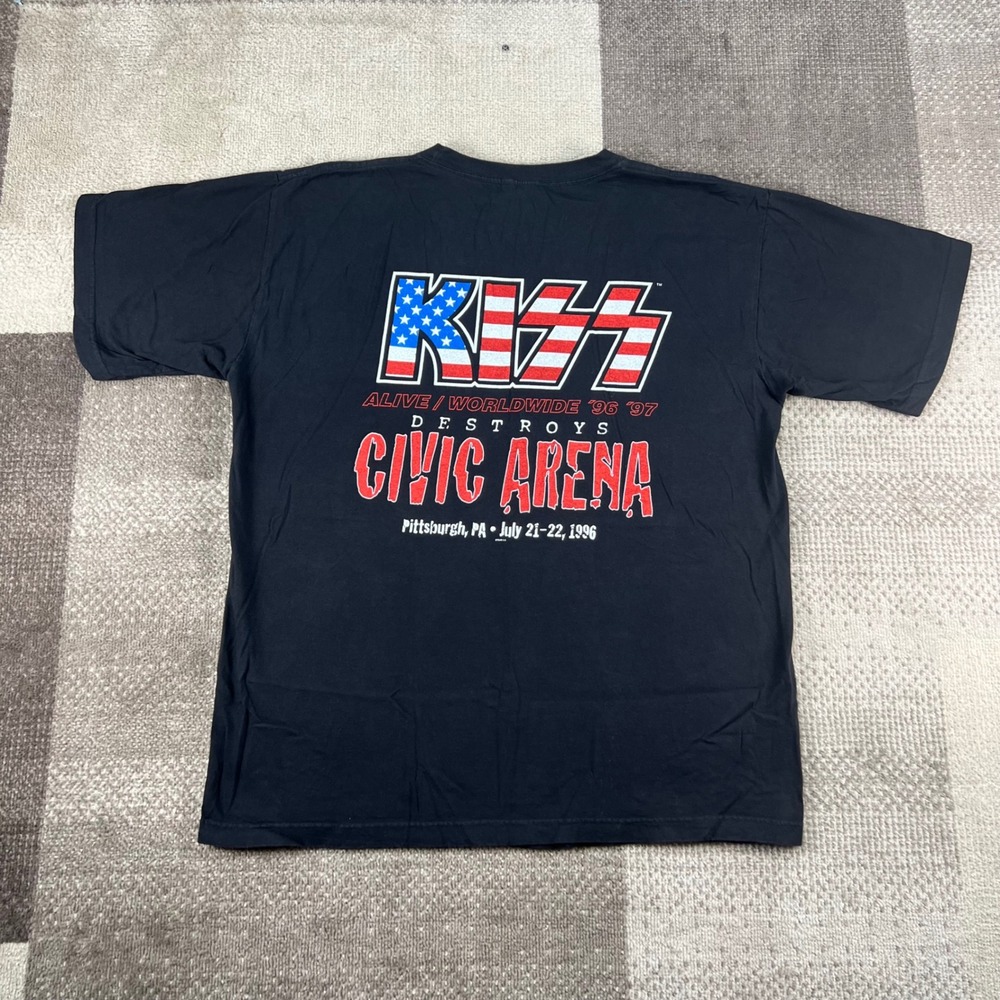 Vintage 1996 KISS Alive Worldwide Tour T-Shirt Pittsburgh Civic Arena Black XL - Picture 4 of 6